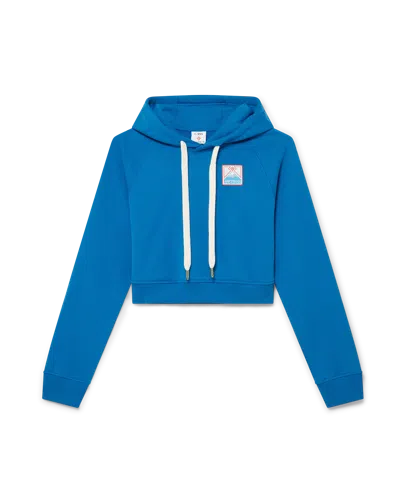 Casablanca Paris Casa Mount Fuji Cropped Hooded Sweatshirt In Blue