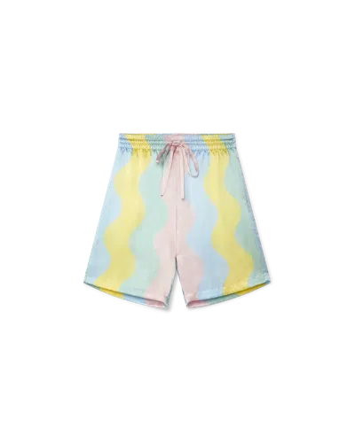 Casablanca Paris Casa Shell Wave Silk Shorts In Multi