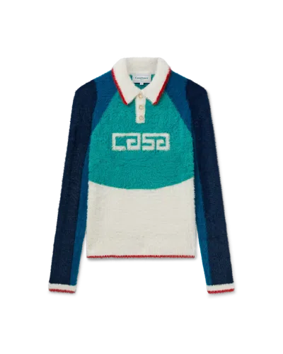 Casablanca Paris Casa Sport Fluffy Polo Shirt In Blue