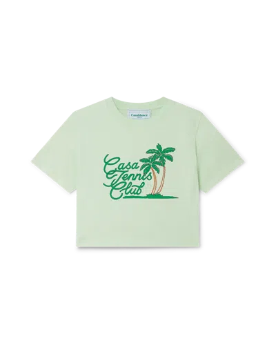 Casablanca Paris Casa Tennis Club Baby Short-sleeve T-shirt In Green