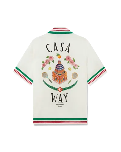 Casablanca Paris Casa Way Knitted Collar Short-sleeve Silk Shirt In White