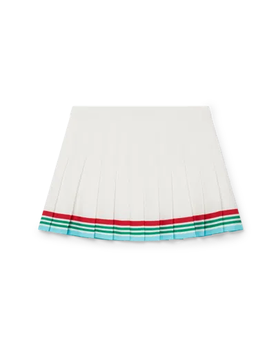 Casablanca Paris Casa Way World Series Pleated Silk Skirt In Blue