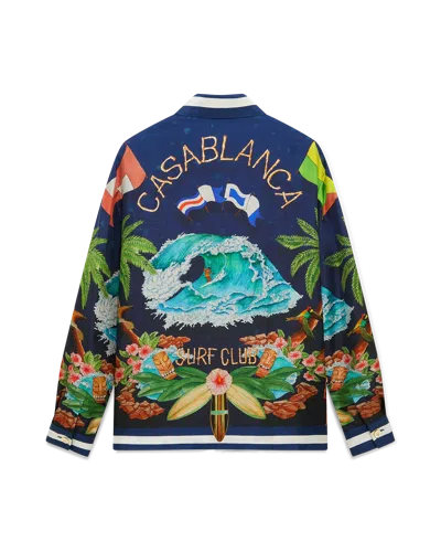 Casablanca Paris Casablanca Surf Club Long-sleeve Silk Shirt In Multi