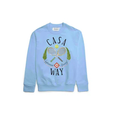 Casablanca Paris Casaway Tennis Club Digital Print Sweatpants In Blue