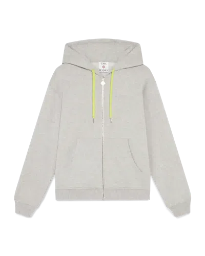 Casablanca Paris Cashmere Blend Zip-up Hooded Sweatshirt In Neutral