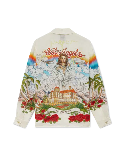 Casablanca Paris Chateau Long-sleeve Linen Shirt In Multi