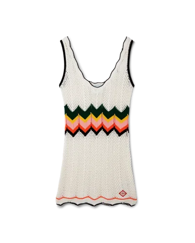 Casablanca Paris Chevron Lace Dress In Multi