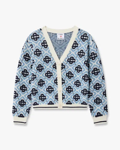 Casablanca Paris Children's Blue Monogram Knit Cardigan