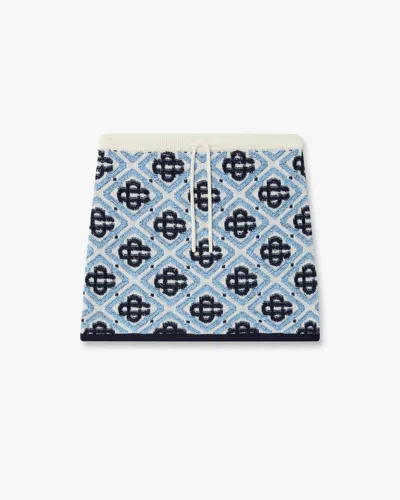 Casablanca Paris Children's Blue Monogram Knit Skirt In Navy Blue