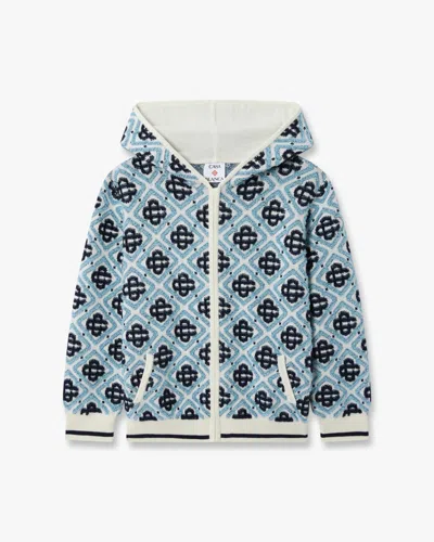 Casablanca Paris Children's Blue Monogram Zip-up Hooded Sweatshirt