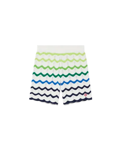 Casablanca Paris Kids' Children's Gradient Wave Knit Shorts In White