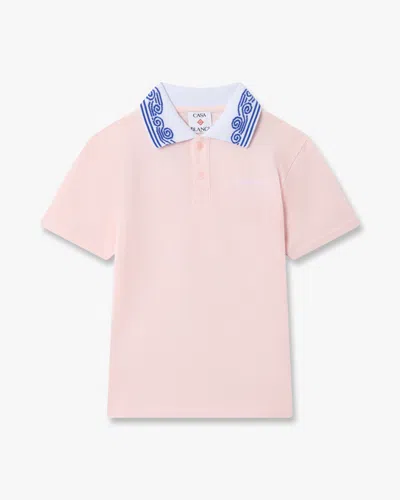 Casablanca Paris Children's Pink Wave Short Sleeve Polo Shirt