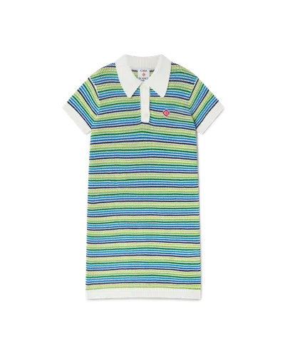 Casablanca Paris Children's Stripe Short Sleeve Dress In Green