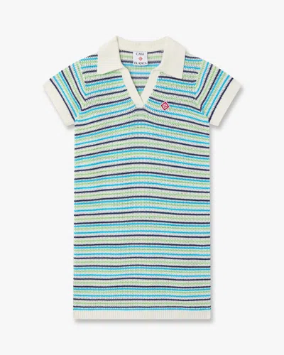 Casablanca Paris Children's Stripe Short Sleeve Dress In Multicolor