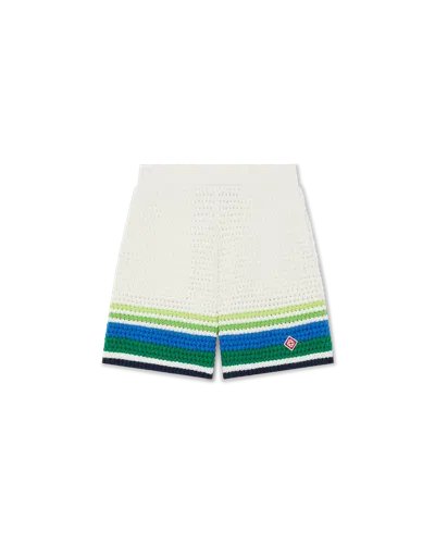 Casablanca Paris Kids' Children's Tennis Stripe Knit Shorts In White