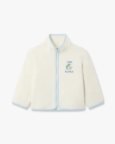 Casablanca Paris Children's White Phantasmagoria Embroidered Fleece Jacket In Blue In Neutral