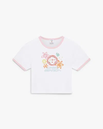 Casablanca Paris Collage D'icones Graphiques Ringer Baby Short Sleeve T-shirt In White