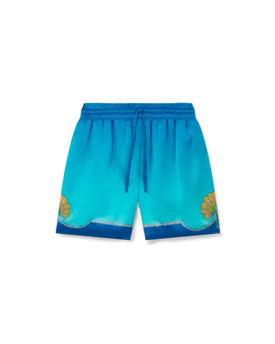 Casablanca Paris Coquillage Coloré Silk Shorts In Blue