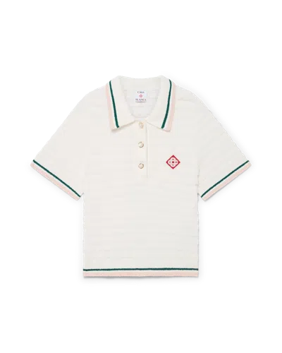 Casablanca Paris Cotton Bouclé Polo Shirt In Green In Neutral