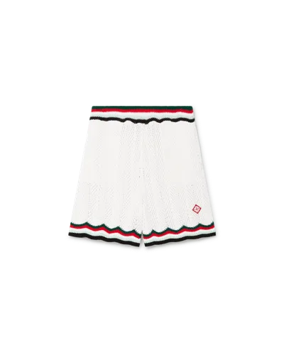 Casablanca Paris Cotton Chevron Crochet Shorts In White