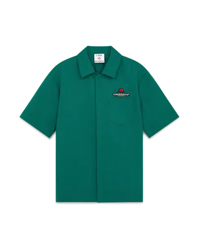 Casablanca Paris Cotton Monogram Short-sleeve Jacquard Shirt In Green
