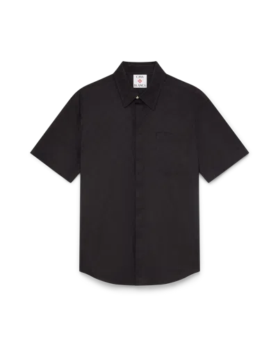 Casablanca Paris Cotton Monogram Short Sleeve Shirt In Black