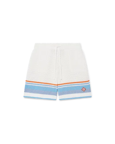 Casablanca Paris Cotton Tennis Crochet Shorts In Blue In White