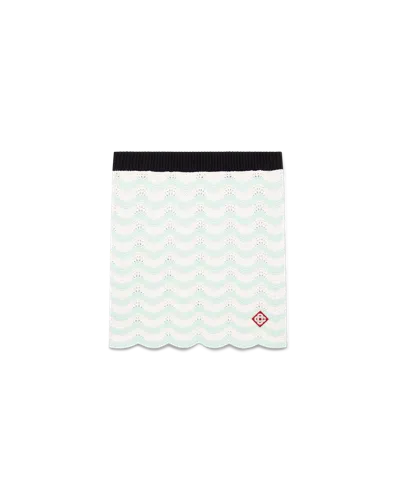 Casablanca Paris Cotton Wave Crochet Mini Skirt In Black