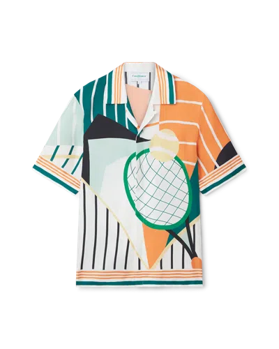 Casablanca Paris Court Abstrait Short-sleeve Silk Shirt In Multi
