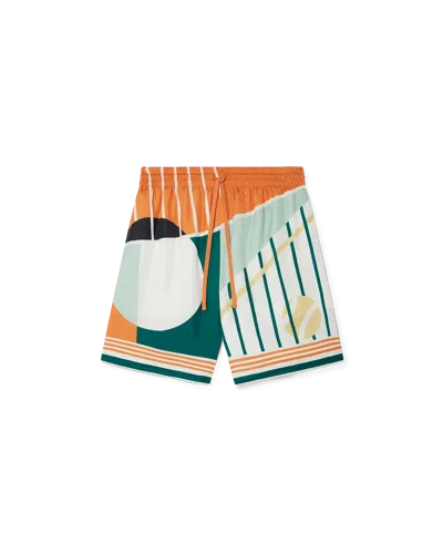 Casablanca Paris Court Abstrait Silk Shorts In Gray