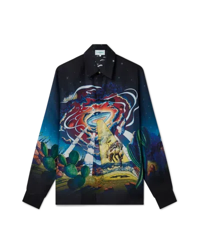 Casablanca Paris Cowboy De L'espace Long-sleeve Silk Shirt In Blue
