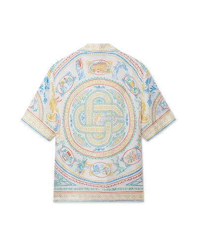 Casablanca Paris Crayon Vase Short-sleeve Silk Shirt In Multi