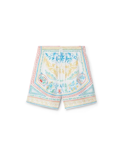 Casablanca Paris Crayon Vase Silk Shorts In Multi