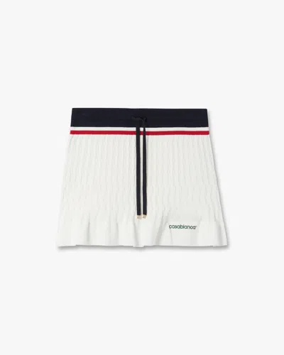 Casablanca Paris Cream & Navy Knit Tennis Mini Skirt In White