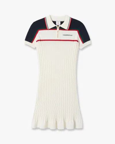 Casablanca Paris Cream & Navy Knit Tennis Polo Mini Dress In Black