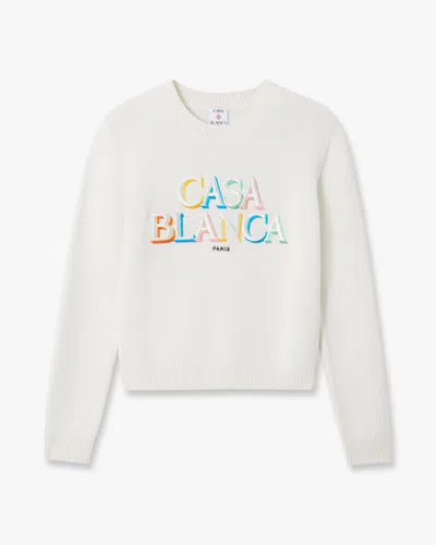 Casablanca Paris Cream Stacked Logo Jumper In White