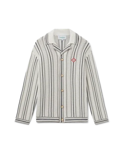 Casablanca Paris Crochet Long Sleeve Shirt In White
