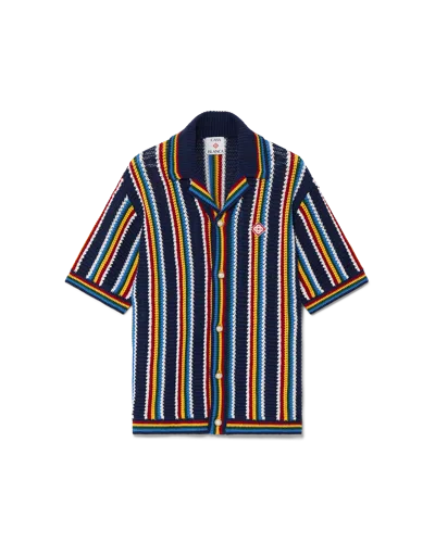 Casablanca Paris Crochet Short-sleeve Stripe Shirt In Multi