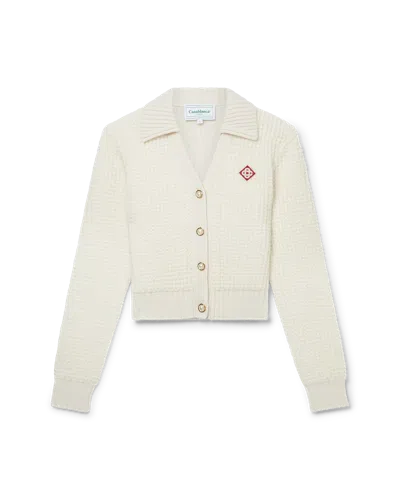 Casablanca Paris Cropped Waffle Knit Cardigan In Multi