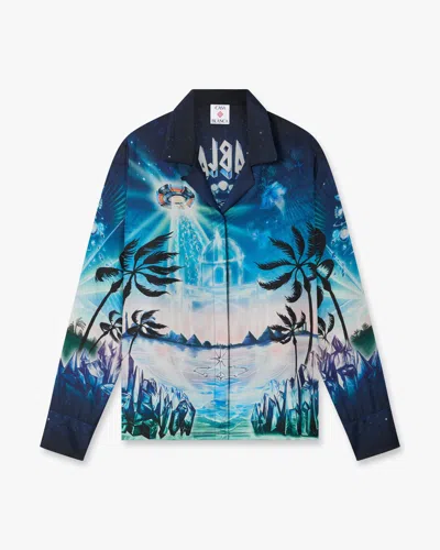 Casablanca Paris Crystal Alchemy Long Sleeve Silk Twill Shirt In Multicolor