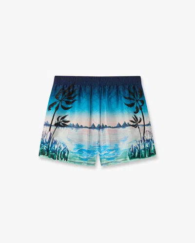 Casablanca Paris Crystal Alchemy Silk Twill Shorts In Multicolor