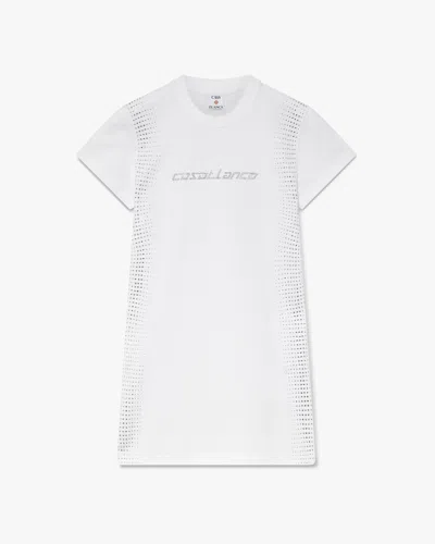 Casablanca Paris Crystal Halftone T-shirt Dress In White