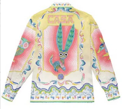 Casablanca Paris Cuban Collar Long Sleeve Shirt In Multi
