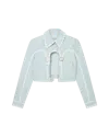 Casablanca Paris Cut Out Arch Denim Jacket In White In Blue