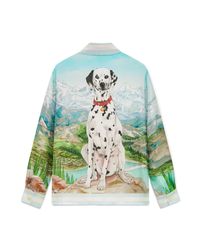 Casablanca Paris Dalmatian A La Montange Long-sleeve Silk Shirt In Green