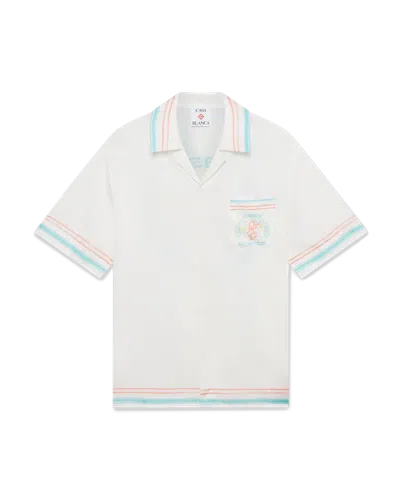 Casablanca Paris Dance Joy Short Sleeve Silk Shirt In White