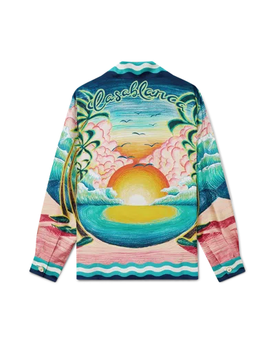 Casablanca Paris Danse De La Mer Long-sleeve Silk Shirt In Blue