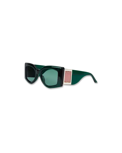Casablanca Paris Dark Green & Pink The Magazine Sunglasses By  In Multi