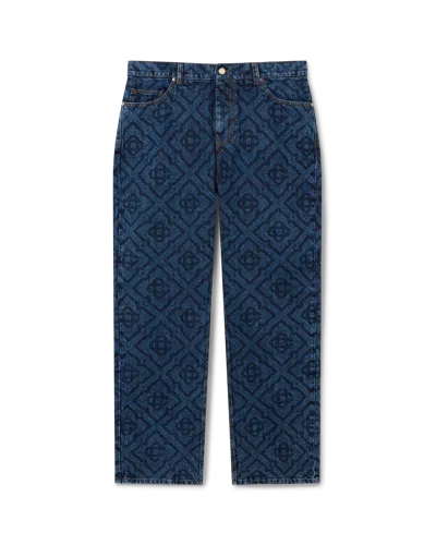 Casablanca Paris Dark Vintage Monogram Jeans In Blue