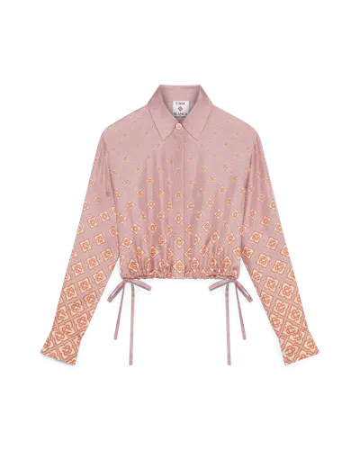 Casablanca Paris Degrade Monogram Long Sleeve Silk Shirt In Pink